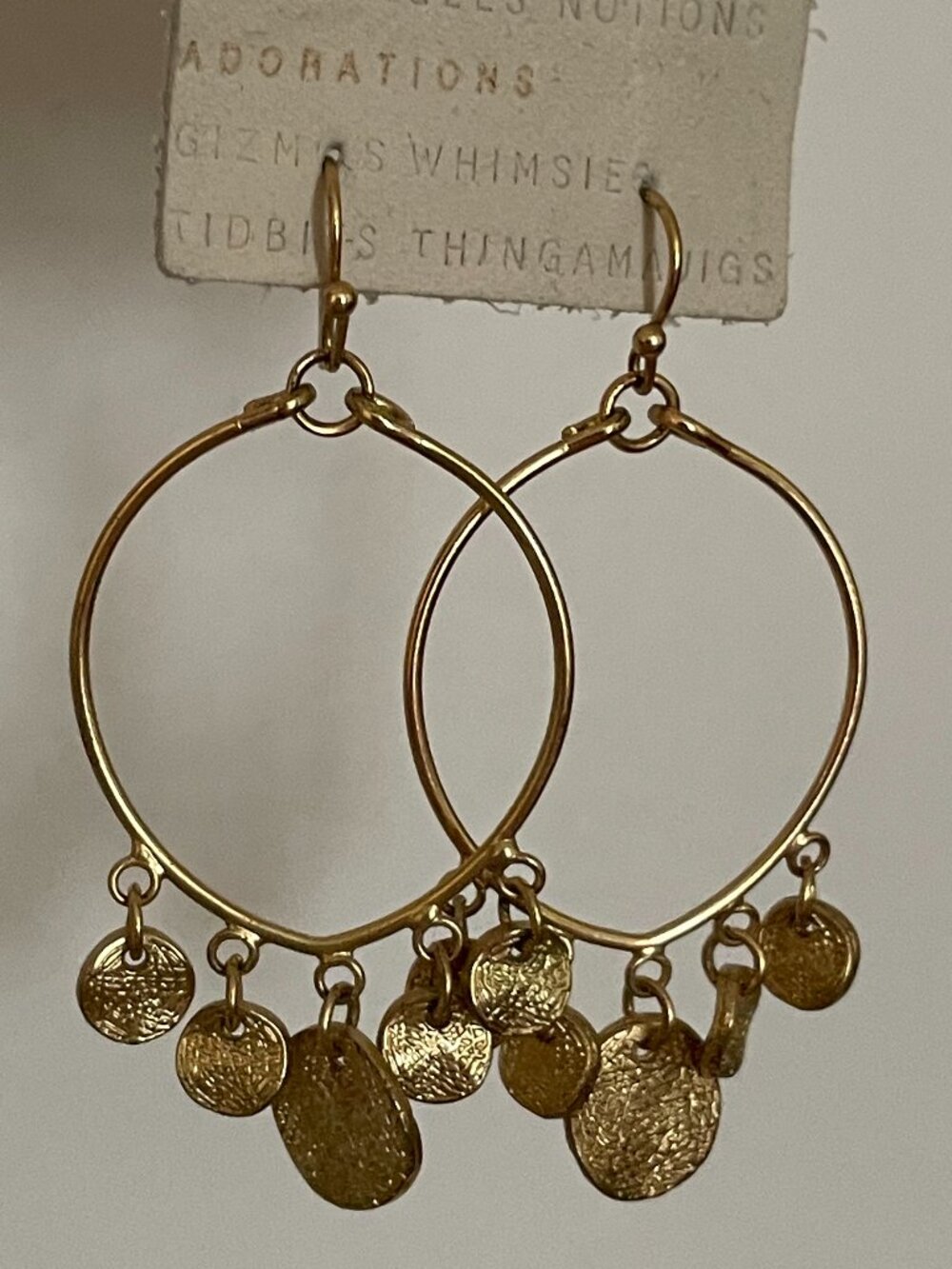 ✨ Vintage Gold Textured Coin Cascade Hoop Earrings Boho 2000s Y2K